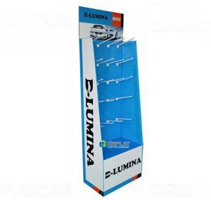 Cardboard POS Stand with Hooks, Shop Display, Corrugated Plastic Display Stand