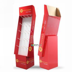 Durable Cardboard Floor Display Stand With Hooks
