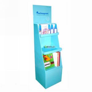 OEM Grey Book Shelves Corrugated Paper Floor Display Recycled Cardboard Free Stand Display Rack Promotional Advertising Display