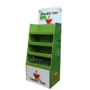 POP Cardboard Corrugated Paper Floor Display Stand For Tea and Drinking Products