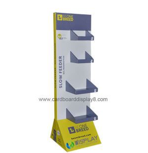 Custom retail advertising pet food corrugated cardboard floor display stand