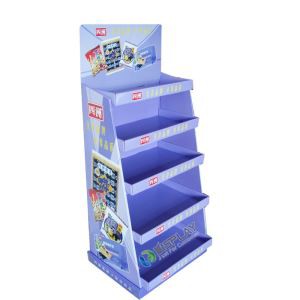 Custom Cardboard K5 Retail Floor Display Stand - 4 Shelves