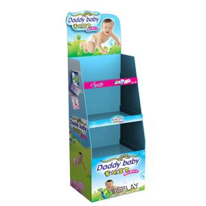 Cardboard Custom Grocery Store Retail Floor Display  3 Shelves