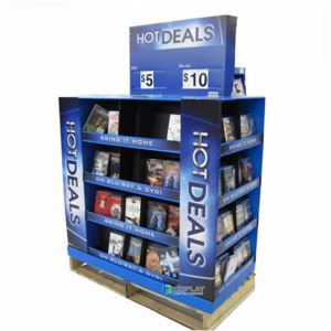 Full Color Corrugated Pallet Display Stand, Four Sides Cardboard Racks