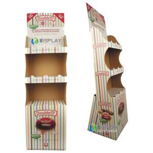 Custom retail advertising cardboard floor display 4 bins for Candy