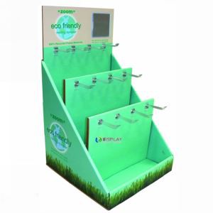 Cardboard 3-tier paper table display stand with hooks