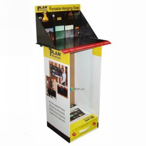 Portable Cardboard Hanging Desk Floor Display Stand