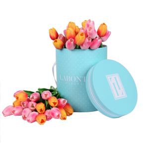 Custom Logo Print Cardboard Packaging Flower Box Round