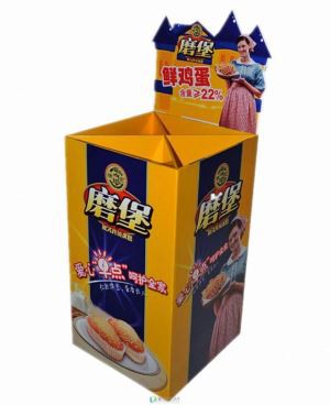 Retail bakery display bins stand,cardboard display case for bread,pos cardboard dump bins