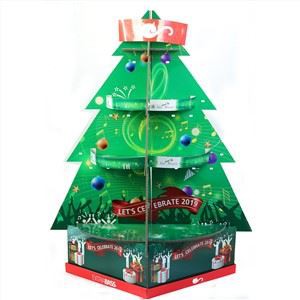 Christmas products advertising promotion corrugated paper floor display stand