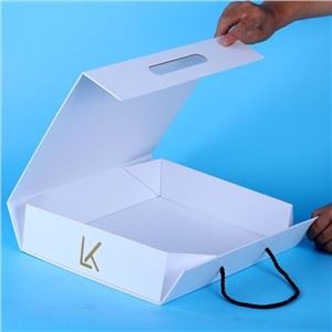 Portable White Folding Cardboard Paper Clothing Packaging Box With Gold Hot ​stamping Logo