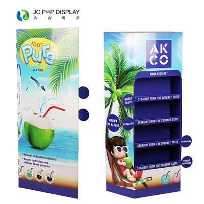 Pos Pop Advertising Summer Drink Coconut Milk Cardboard Floor Display Stand