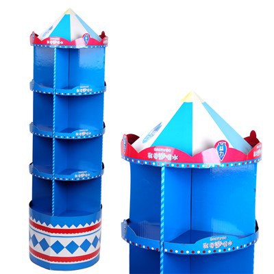 Round Rotatin Cardboard Display Racks For Food/Skincare/Cosmetic With A Pointed Lid