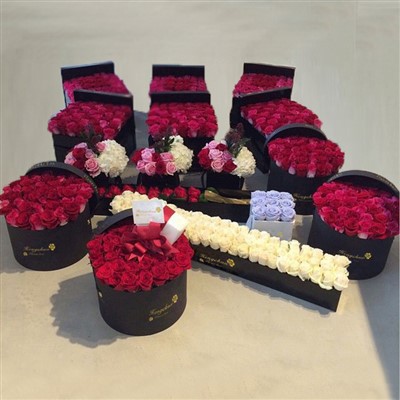 Round Floral Box Florist Silver Flower Cardboard Packaging Candy Soap Flowers Cylinder Paper