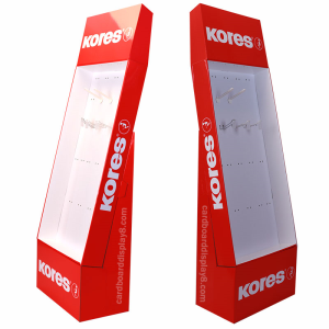 Shopping Mall Promotional Display Rack Recyclable Paper Corrugated Cardboard Display Stands With Hooks