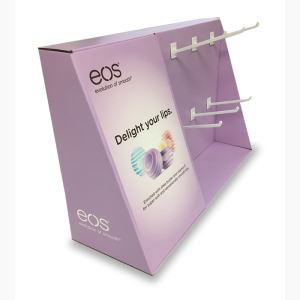 Simple Design Corrugated Floor Display With Hooks For Cosmetics, Perfume Lipstick Products