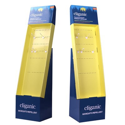 Electronic Accessories Retail Corrugated Cardboard Display Stand With Hooks