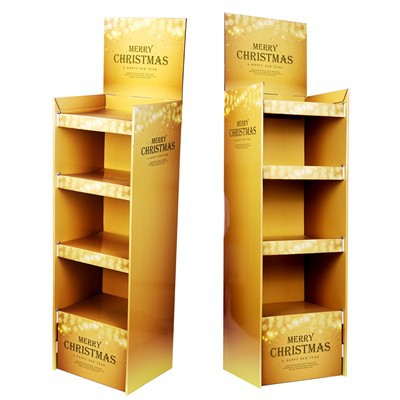 Supermarket Corrugated Paper Christmas Product Display Stand