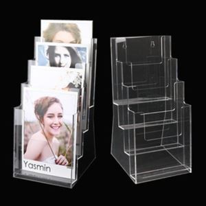 Table Turntable 3 Side Brochure Acrylic Display Stand,A4 Acrylic Display Box Brochure