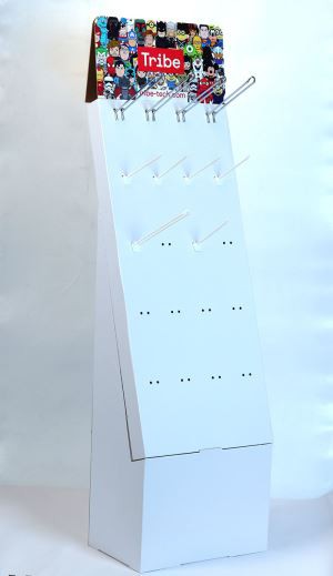 Simple Style White Cardboard Stand Display With Metal Hook