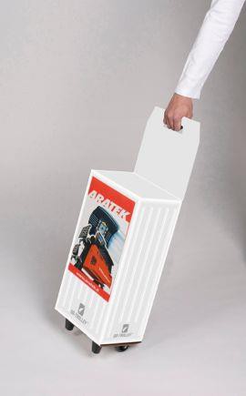 New product paper trolley case display stand Exhibition paper trolley box manufacturer design