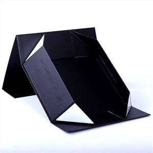 Wholesale Empty Big Custom Logo Paper Cardboard Black Flat Folding Magnetic Gift Boxes